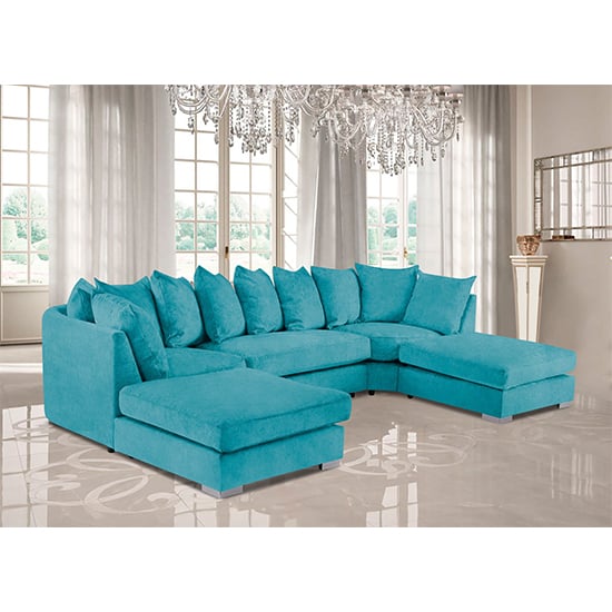 Read more about Boise u-shape plush velvet corner sofa in teal