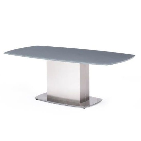 Read more about Oakmere glass coffee table in grey with brushed steel base