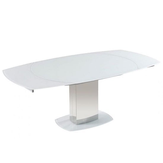 Product photograph of Oakmere Rotating Extending Glass Dining Table In Super White from Furniture in Fashion