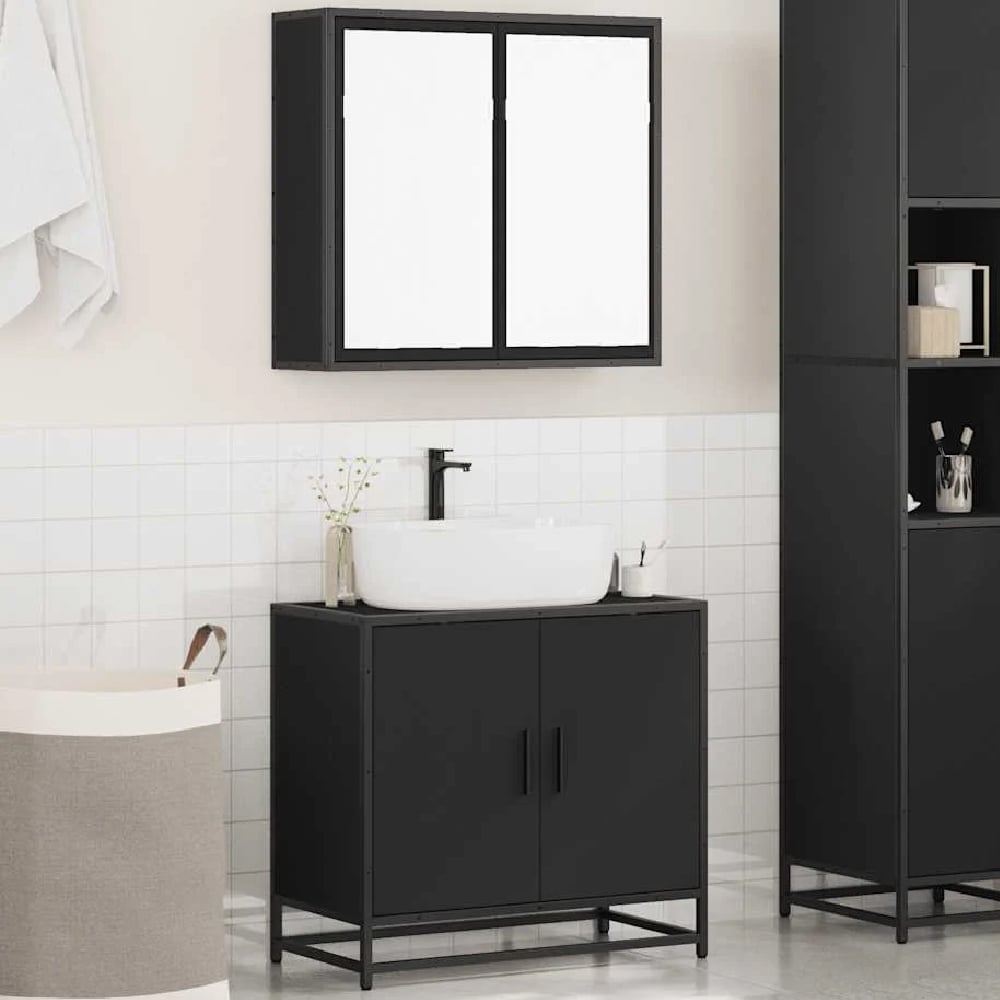 bolivia wooden 2 piece bathroom furniture set in black