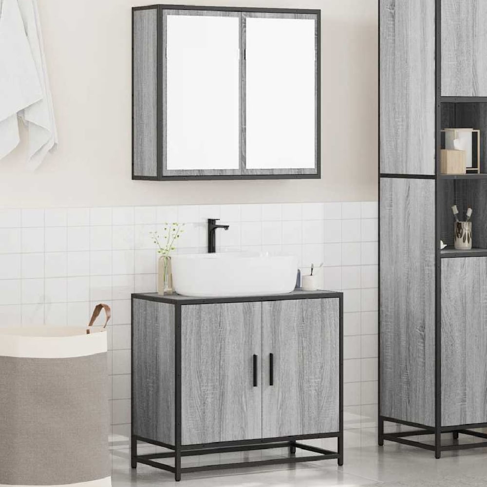 bolivia wooden 2 piece bathroom furniture set in grey sonoma