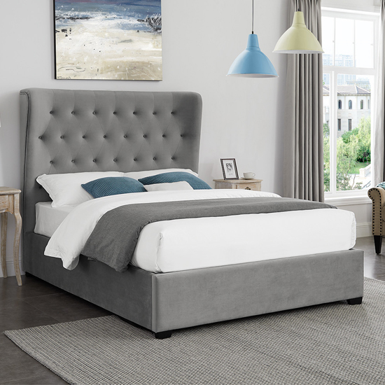 Bootle Fabric Storage Double Bed In Grey | Furniture in Fashion