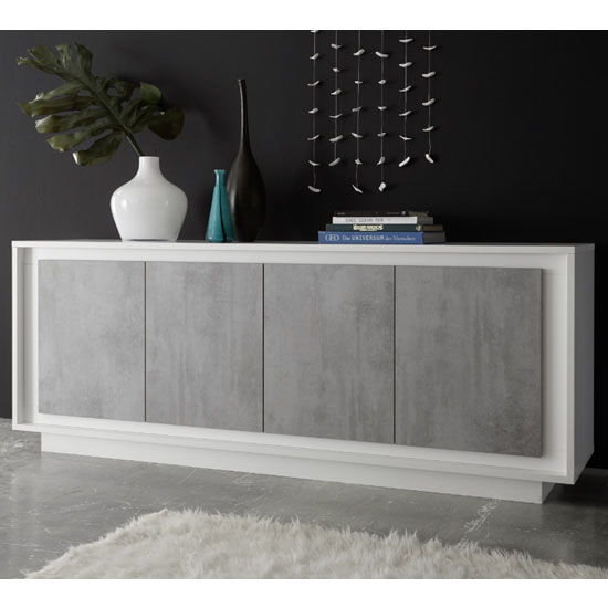 Read more about Borden wooden sideboard in matt white and cement effect