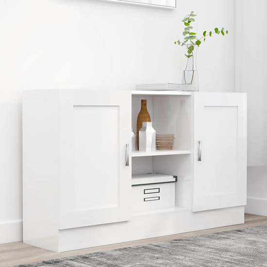 Product photograph of Borna High Gloss Sideboard With 2 Doors In White from Furniture in Fashion