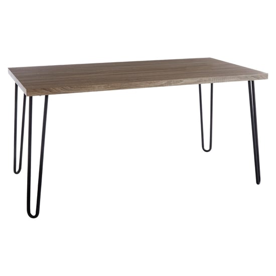 Photo of Boroh wooden dining table with black metal legs in natural