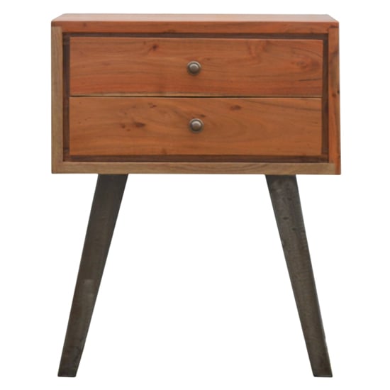 Boston Wooden Bedside Cabinet In Caramel With Iron Legs | FiF