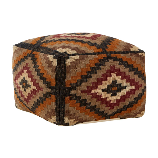 Botin Fabric Upholstred Aztec Pouffe In Multi-Colour | Sale