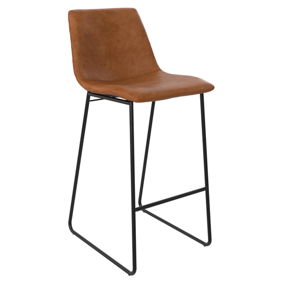 Molte Bar Stool In Black Faux Leather And Oak With Chrome Base ...