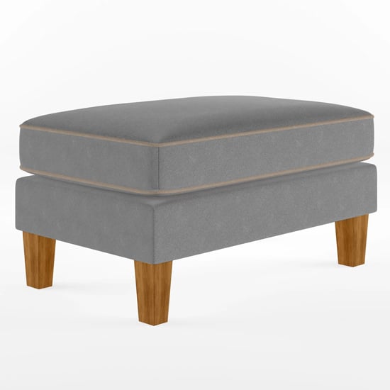 Product photograph of Bowens Fabric Ottoman With Light Walnut Feet In Grey from Furniture in Fashion