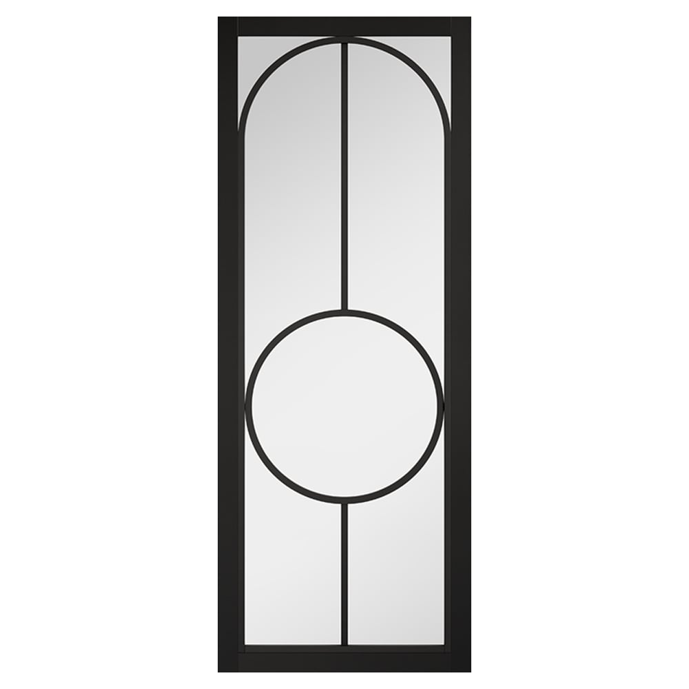 bowery 1981mm x 838mm clear glass internal door in black