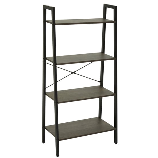 Product photograph of Bradken Dark Oak Wooden 4 Tier Shelving Unit With Black Frame from Furniture in Fashion