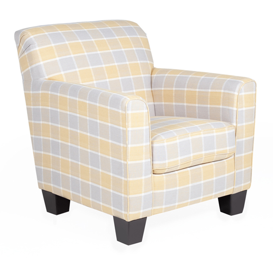 Product photograph of Braemar Checks Fabric 1 Seater Sofa In Lemon Grey from Furniture in Fashion