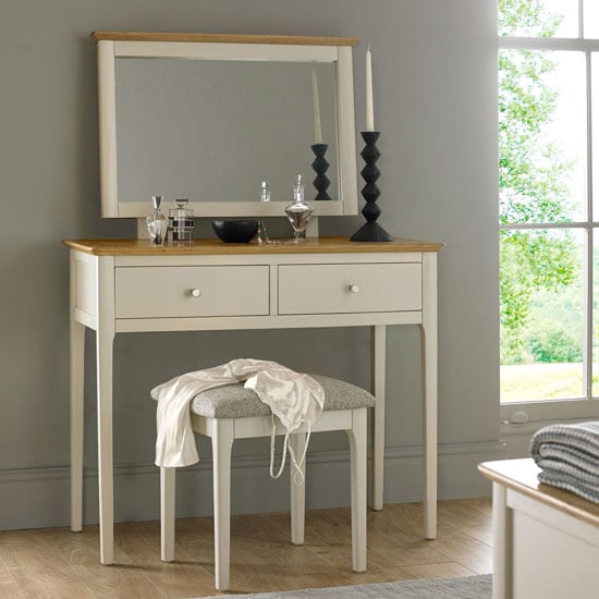 Read more about Brandy wooden 3pc dressing table set in off white and oak