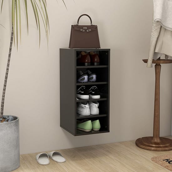 Read more about Branko high gloss shoe storage rack with 5 shelves in black