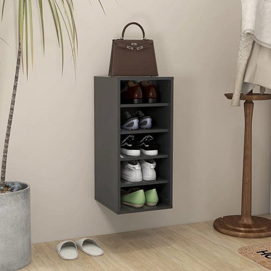 Product photograph of Branko Wooden Shoe Storage Rack With 5 Shelves In Grey from Furniture in Fashion