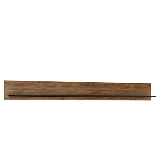 Photo of Brecon wooden large wall shelf in walnut and black