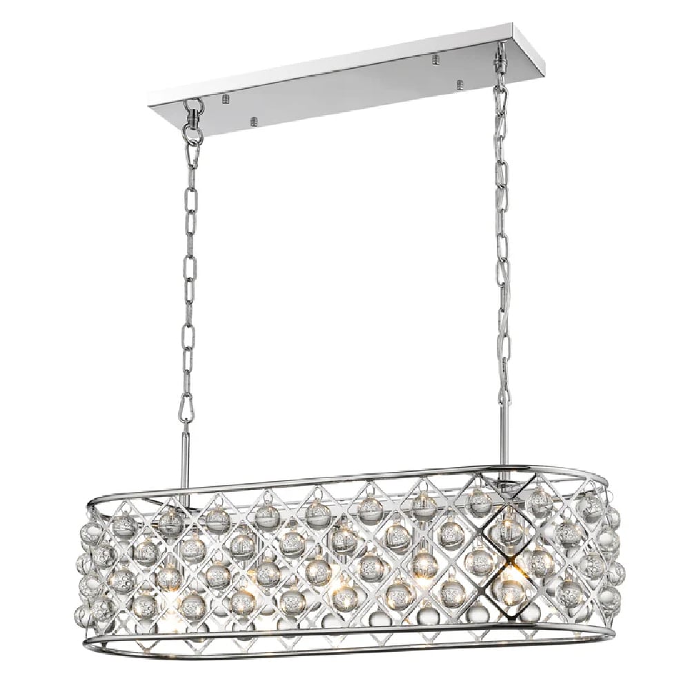 Product photograph of Brent 5 Light Crystal Droplets Pendant Light In Chrome from Furniture in Fashion