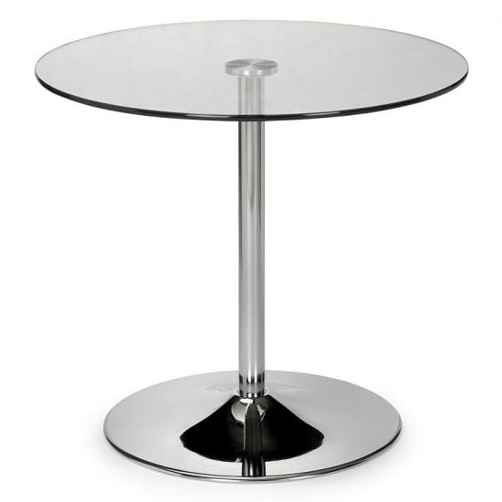 Read more about Kalei round clear glass dining table with chrome base