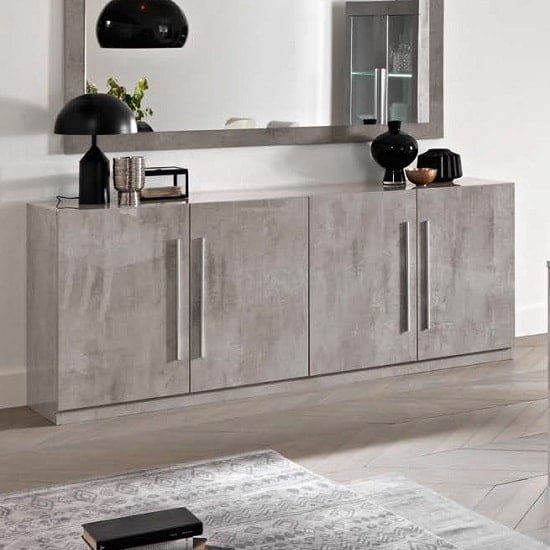 View Breta sideboard large in grey marble effect high gloss lacquer
