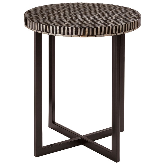 Bria MDF Round Side Table In Black And White Tones | FiF