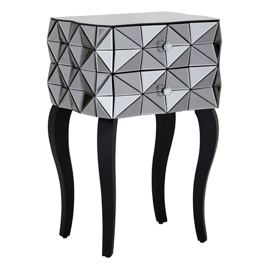 Read more about Brice mirrored glass bedside cabinet with 2 drawers in silver