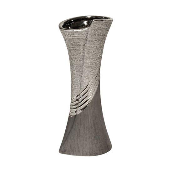 Product photograph of Bridgetown Ceramic Medium Decorative Vase In Grey And Silver from Furniture in Fashion