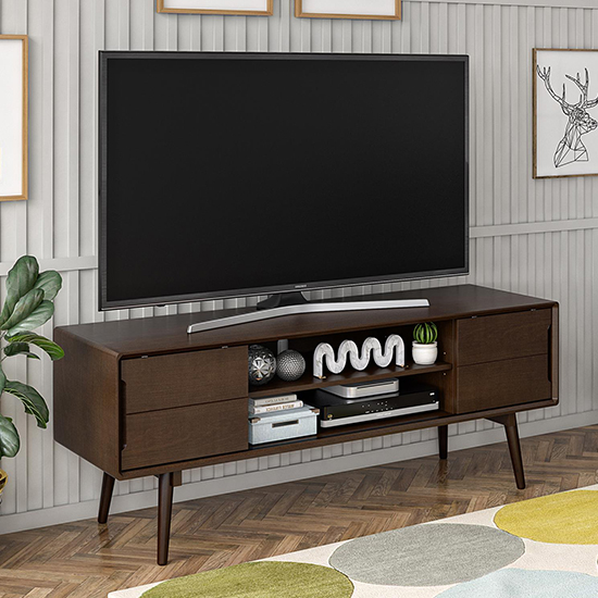 Product photograph of Brigg Wooden Tv Stand In Walnut from Furniture in Fashion