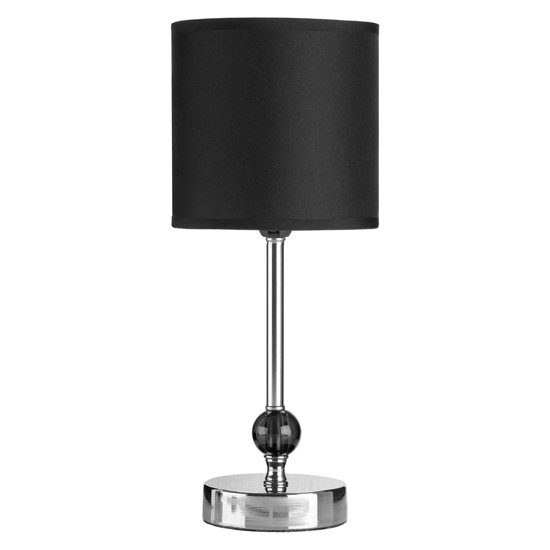 Photo of Brika black fabric shade table lamp with chrome base
