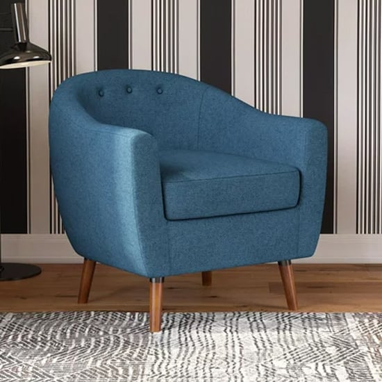 Product photograph of Brixton Linen Fabric Bedroom Chair In Blue With Solid Wood Legs from Furniture in Fashion