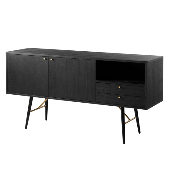 Product photograph of Brogan Wooden Sideboard In Black And Copper from Furniture in Fashion