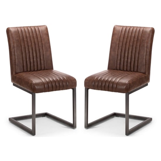 Read more about Barras antique brown leather dining chair in pair