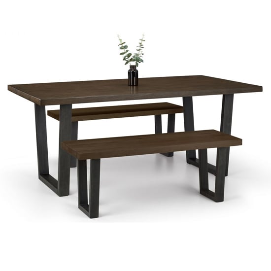 Product photograph of Barras Wooden Dining Table With 2 Benches In Dark Oak from Furniture in Fashion