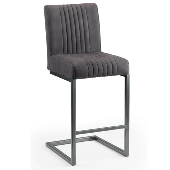 Product photograph of Barras Faux Leather Bar Stool In Charcoal Grey from Furniture in Fashion