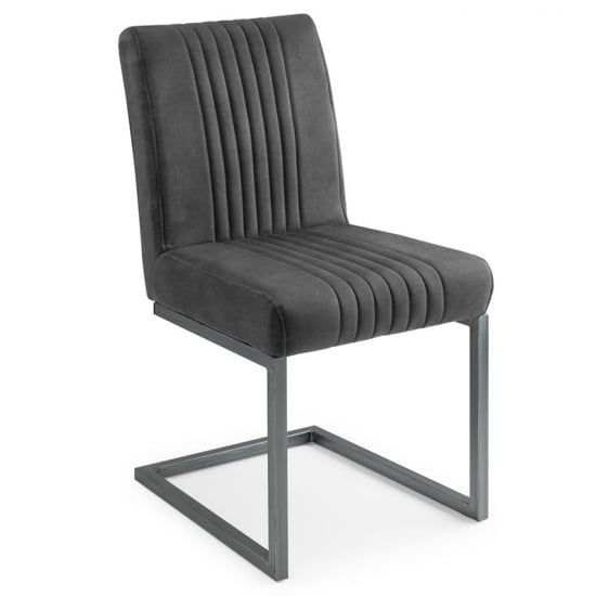 Photo of Barras faux leather dining chair in charcoal grey