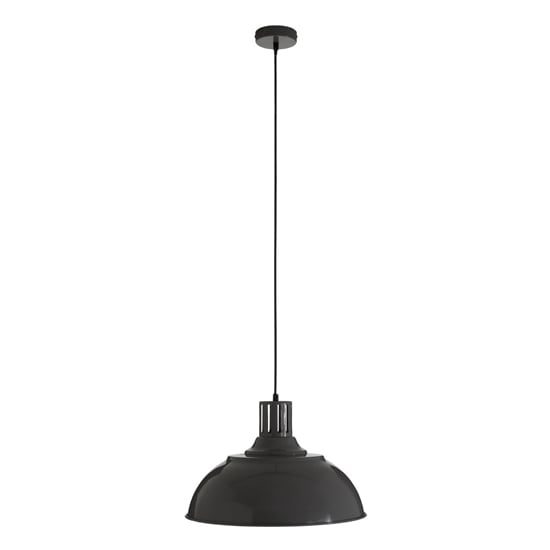 Brookon Round Metal Shade Pendant Light In Grey | Furniture in Fashion