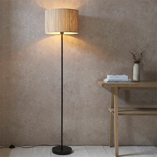 Product photograph of Brooks Seagrass Drum Shade Floor Lamp In Natural from Furniture in Fashion