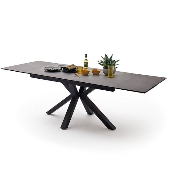 Product photograph of Brooky Glass Extendable Dining Table In Anthracite Metal Frame from Furniture in Fashion