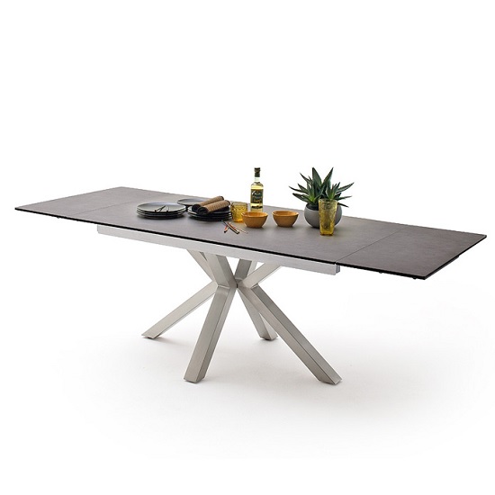 Read more about Brooky glass extendable dining table in anthracite steel frame