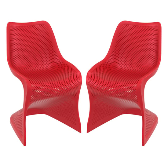 Product photograph of Brora Outdoor Red Stackable Dining Chairs In Pair from Furniture in Fashion