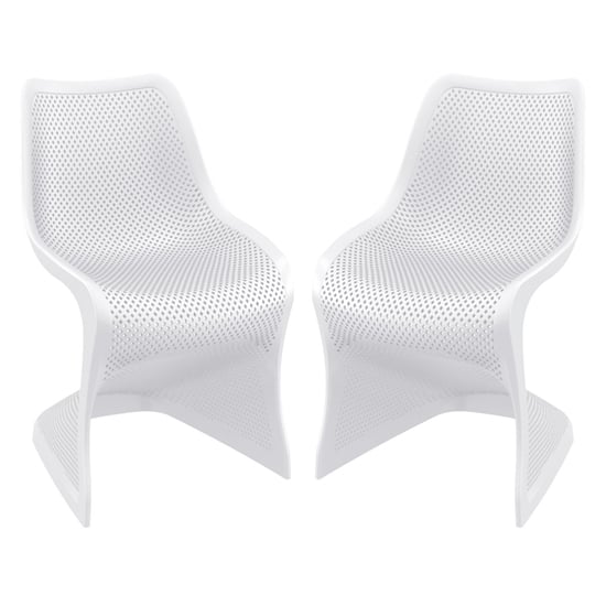 Product photograph of Brora Outdoor White Stackable Dining Chairs In Pair from Furniture in Fashion