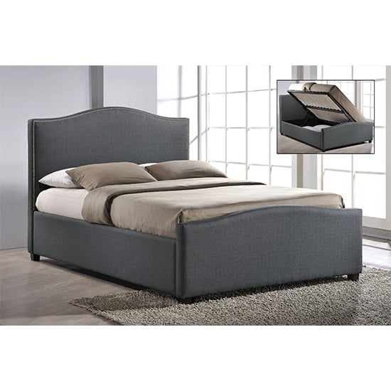 Read more about Brunswick fabric storage ottoman king size bed in grey