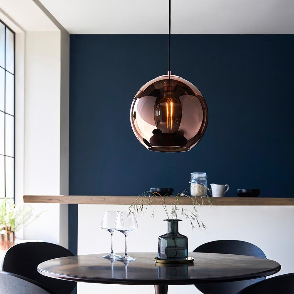 Product photograph of Brussels Mirrored Glass 1 Light Pendant Light In Gold Black from Furniture in Fashion