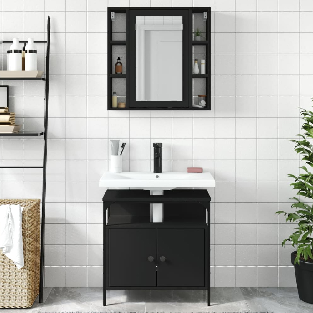 brussels wooden 2 piece bathroom furniture set in black