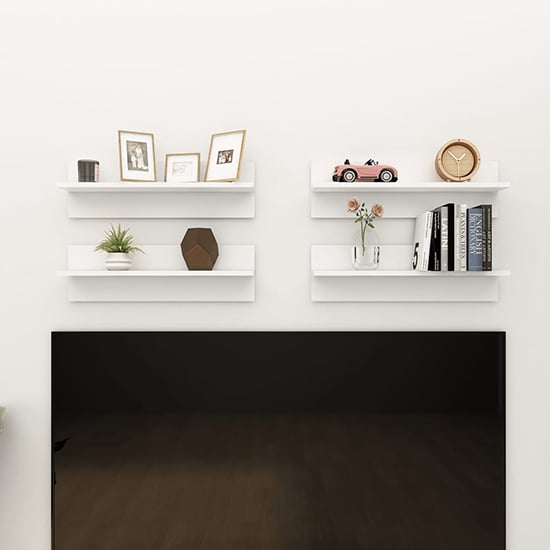 Product photograph of Bryce Set Of 4 High Gloss Wall Shelf In White from Furniture in Fashion