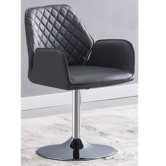 Photo of Bucketeer faux leather dining chair in grey with swivel action