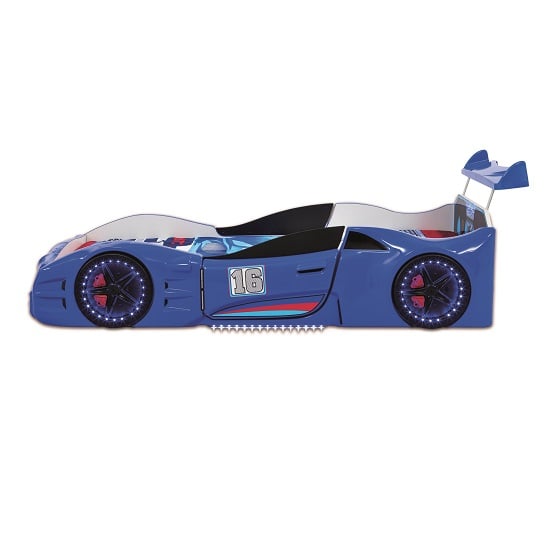 Buggati Veron Childrens Car Bed In Blue With Spoiler And LED ...