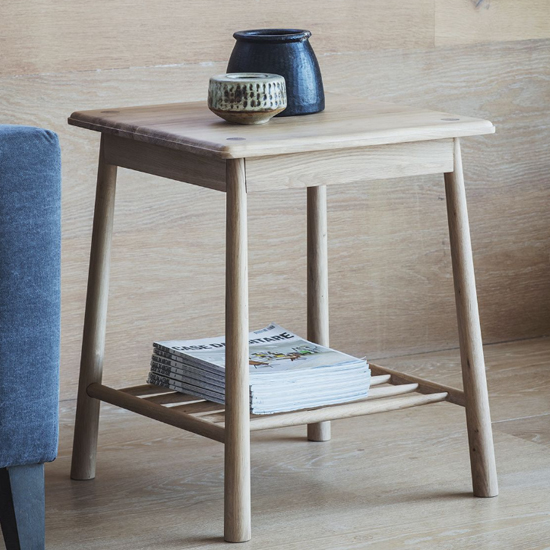 Product photograph of Burbank Oak Wood Side Table In Oak from Furniture in Fashion