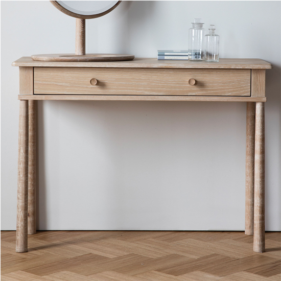 Photo of Burbank wooden dressing table with 1 drawer in oak