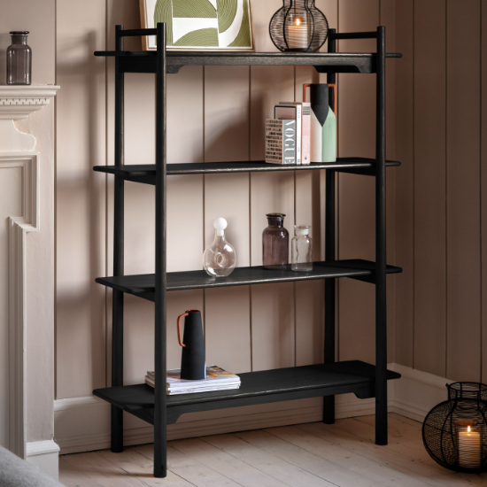Product photograph of Burbank Wooden Open Shelving Unit In Black from Furniture in Fashion