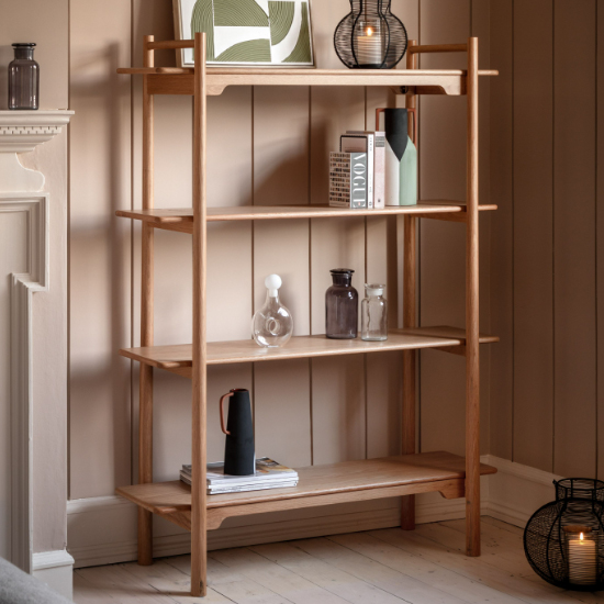 Product photograph of Burbank Wooden Open Shelving Unit In Oak from Furniture in Fashion